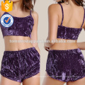 Velvet Crop Top et Shorts fabrication en gros de mode femmes vêtements (TA4034SS)